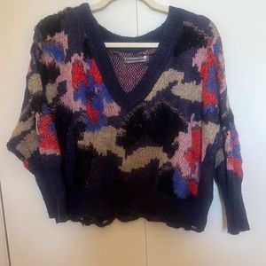 Anthropologie Multi-Colored V-Neck Sweater
